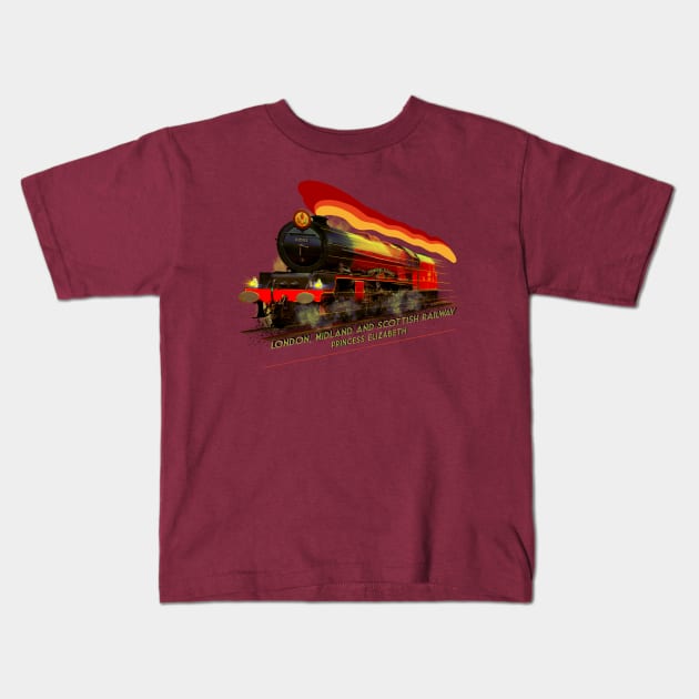 Gorgeous_Steam_Locomotive_Princess_Elizabeth_Train Kids T-Shirt by MotorManiac